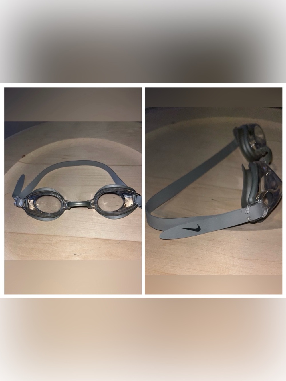 Nike Swimming Goggles In Grey With Adjustable Strap For Sizing OSFA